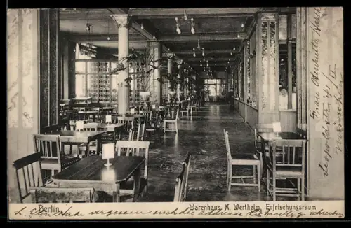 AK Berlin, Warenhaus A. Wertheim, Leipziger Str., Erfrischungsraum