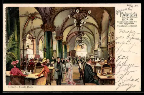AK Berlin, Gasthof Pschorrbräu, Friedrichstrasse 165, Innenansicht