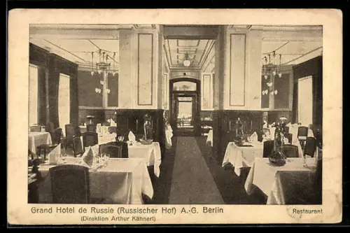 AK Berlin, Grand Hotel de Russie AG, Inh. Arthur Kähnert
