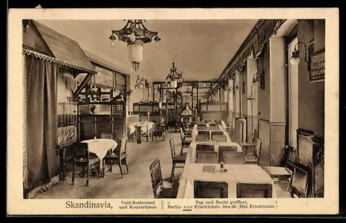 AK Berlin, Café-Restaurant und Konzerthaus Skandinavia, Friedrichstrasse 94