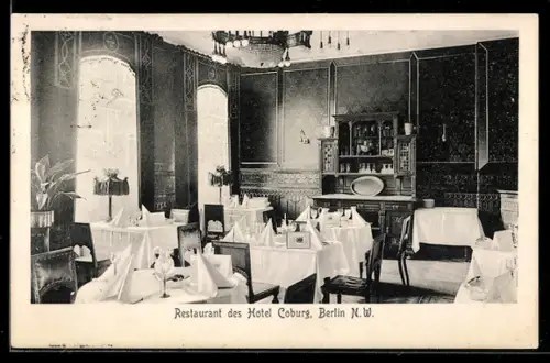 AK Berlin, Restaurant des Hotel Coburg, Georgenstrasse 23