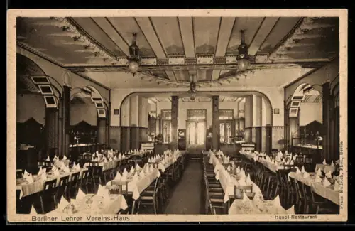 AK Berlin, Lehrer-Vereins-Haus, Restaurant C. Saeger, Alexanderstr. 41, Haupt-Restaurant