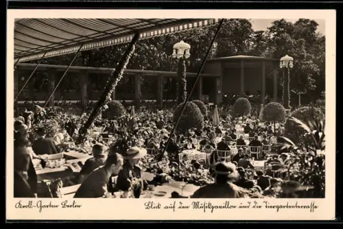 AK Berlin, Gasthof Kroll-Garten, Königsplatz 7, Blick auf den Musikpavillon und die Biergartenwirtschaft