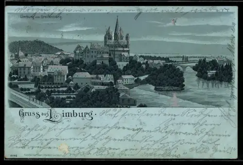 Mondschein-Lithographie Limburg, Blick in den Ort