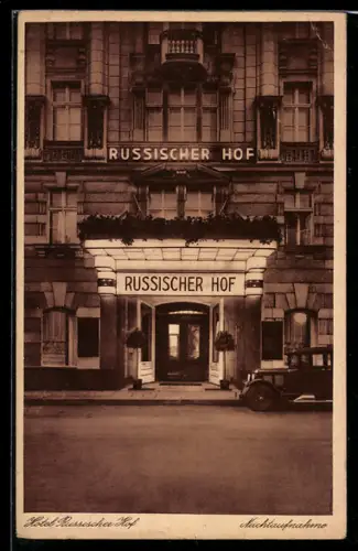 AK Berlin, Hotel Russischer Hof, Georgenstrasse 21-22Eingangsansicht, Nachtaufnahme