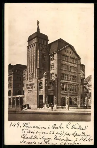AK Berlin, Gaststätte Bierhaus Siechen, Potsdamer Platz