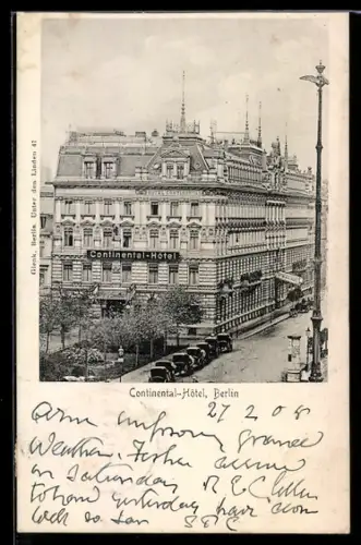 AK Berlin, Continental-Hotel mit Anlage aus der Vogelschau, Neustädtische Kirchstrasse