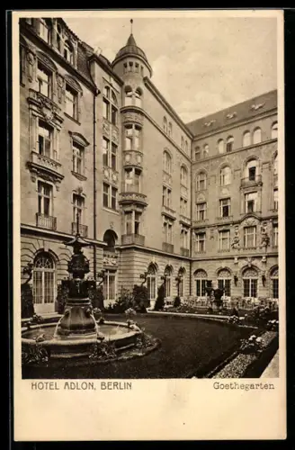AK Berlin, Hotel Adlon, Goethegarten mit Brunnen