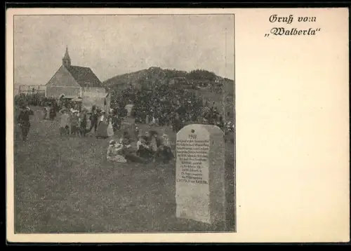 AK Kirchehrenbach, Walberla, Kapelle, Gedenkstein 1911, Festgesellschaft