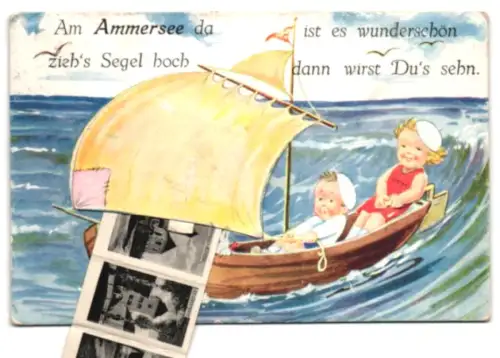 Leporello-AK St. Alban, Ammersee, Schloss Ried, Klosterkirche in Diessen