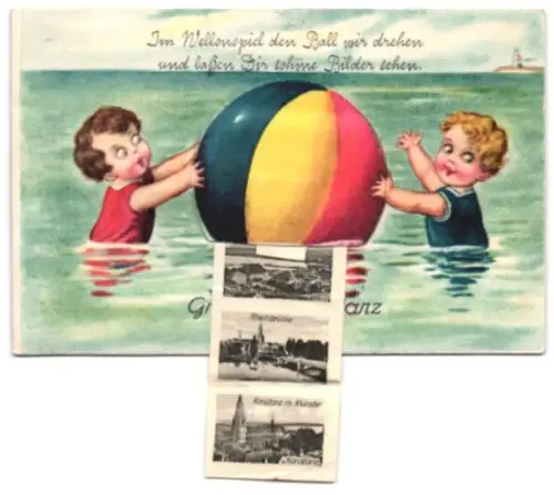 Leporello-AK Konstanz, Insel-Hotel, Rathaushof, Blick v. Münster