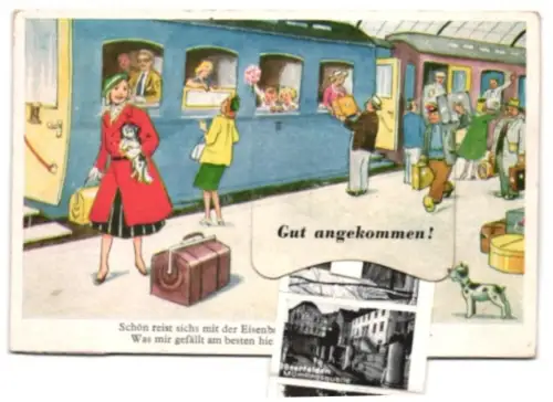 Leporello-AK Erbach, Schloss, Lindenfels, Beerfelden Mümlingsquelle