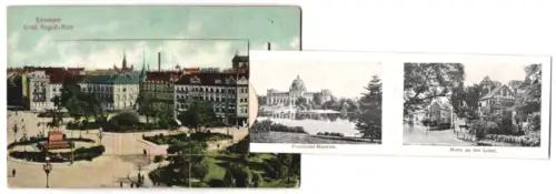 Leporello-AK Hannover, Hotel Bristol, Bahnhof, Techn. Hochschule, Provinzialmuseum