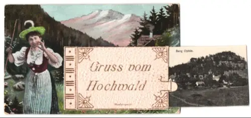 Leporello-AK Hochwald, Berg Oybin, Hochwaldturm