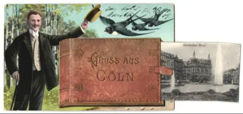 Leporello-AK Cöln, Dom, Opernhaus, Heinzelmännchen-Brunnen