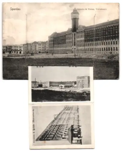 Leporello-AK Berlin-Spandau, Siemens-Schuckert Dynamowerk, Siemens & Halske, Wernerwerk, Automobilwerk