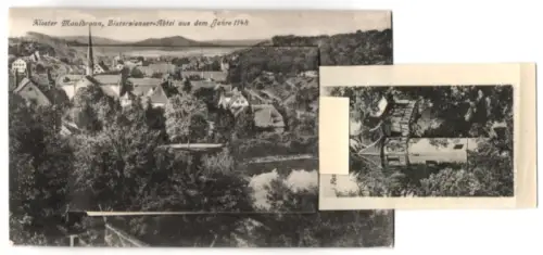 Leporello-AK Maulbronn, Klosterhof, Kircheingang, Klostertor, Herrenchor