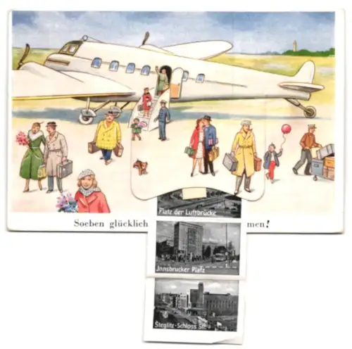 Leporello-AK Berlin, Wittenbergplatz, Kurfürstendamm und Gedächtniskirche, Funkturm und Messehallen