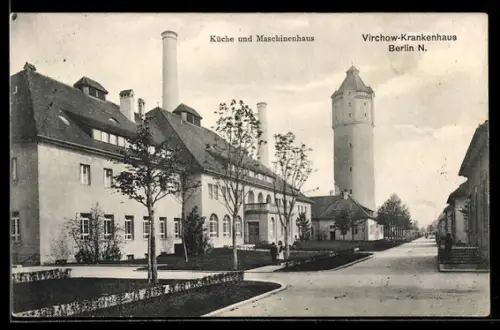 AK Berlin-Wedding, Virchow-Krankenhaus, Küche, Maschinenhaus, Wasserturm
