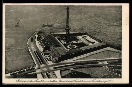 AK Berlin-Charlottenburg, Funkturm, Funkturmhallen, Funkturmgarten