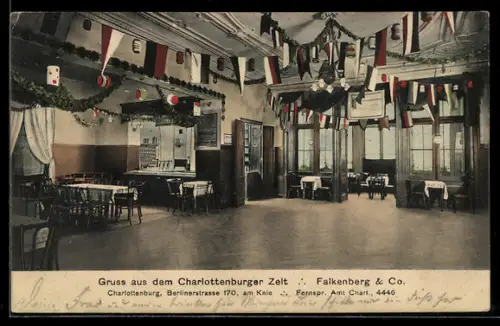 AK Charlottenburg, Gasthaus Charlottenburger Zelt, Falkenberg & Co., Berlinerstrasse 170