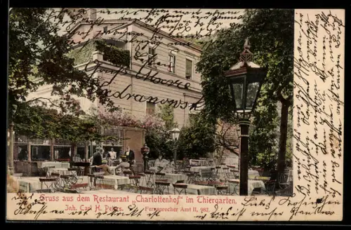 AK Berlin-Tiergarten, Restaurant Charlottenhof, Inh. Carl H. Peters