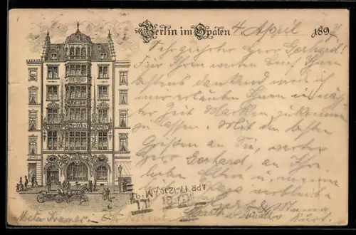 Lithographie Berlin, Gasthaus zum Spaten, Friedrichstrasse 172