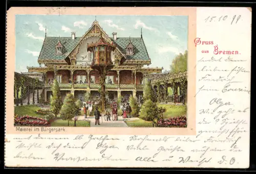 Lithographie Bremen, Meierei im Bürgerpark