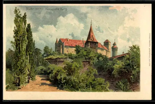 Lithographie Nürnberg, Königliche Burg