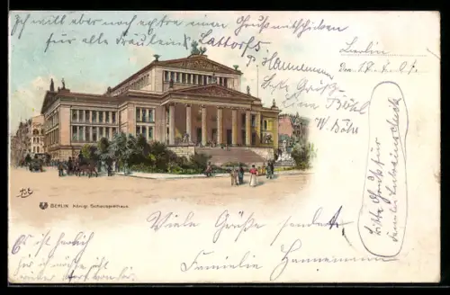 Lithographie Berlin, Königliches Schauspielhaus, Gendarmenmarkt