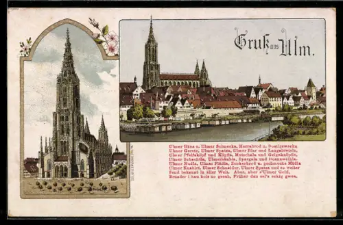 Lithographie Ulm a. Donau, Ulmer Münster