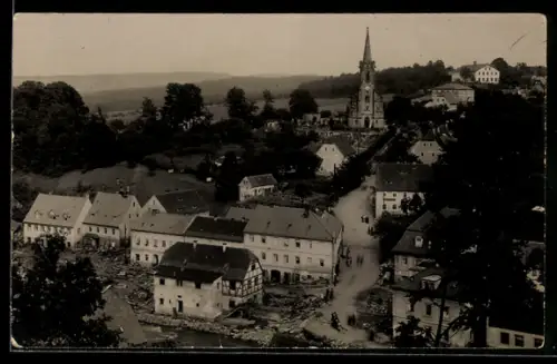 Foto-AK Berggiesshübel, Beschädigte Gebäude nach einem Unwetter