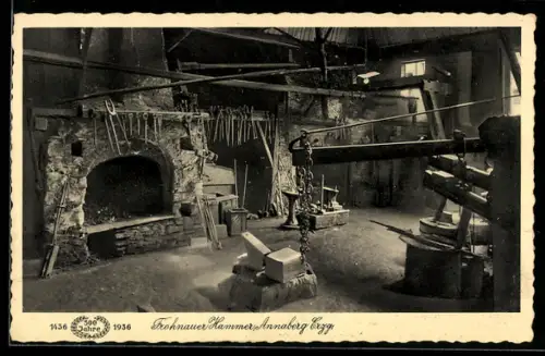 AK Frohnau /Annaberg, Frohnauer Hammer, Schmiedeinnenraum