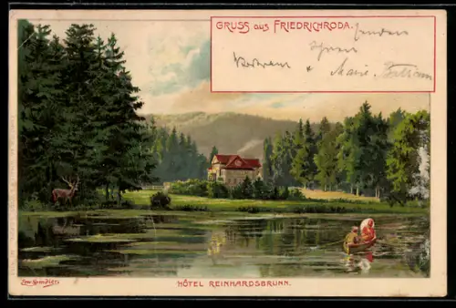 Lithographie Friedrichroda, Hôtel Reinhardsbrunn