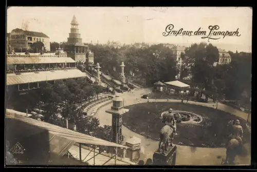 AK Berlin, Lunapark, Parkanlage, Aussichtsturm, Brunnen