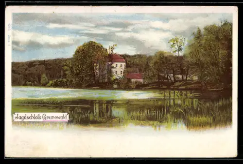 Lithographie Grunewald, Jagdschloss Grunewald