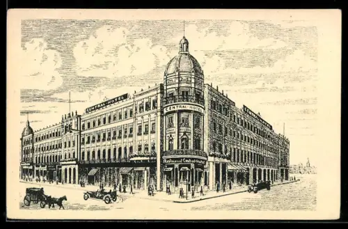 Künstler-AK Berlin, Central-Hotel, Restaurant