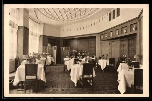 AK Berlin-Tiergarten, Hotel Der Fürstenhof, Restaurant, Potsdamer Platz