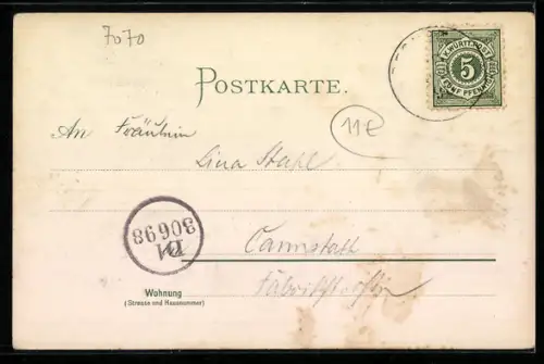 Lithographie Rechberg, Kirche, Ruine und Landschaft