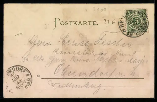 Lithographie Heilbronn, Partie in der Altstadt