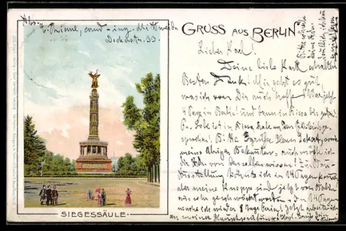 Lithographie Berlin-Tiergarten, Siegessäule