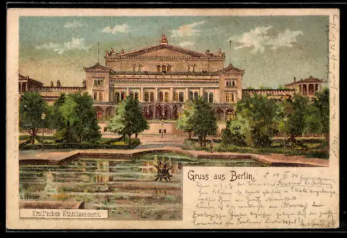 Lithographie Berlin-Tiergarten, Kroll`sches Etablissement