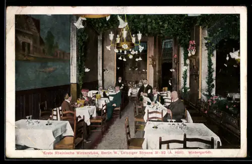 AK Berlin, Erste Rheinische Winzerstube, A. Höll, Leipziger Strasse 31-32, Wintergarten
