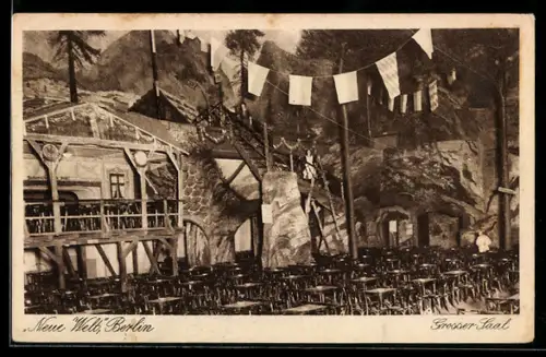 AK Berlin-Neukölln, Restaurant Neue Welt, Grosser Saal