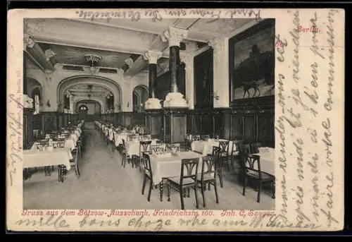AK Berlin, Restaurant Bötzow-Ausschank, Friedrichstr. 100, Inh. C. Saeger, Innenansicht
