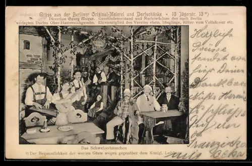 AK Berlin, Original-Meierei und Dorfschenke, Jägerstrasse 13, Das Schweizerhäuschen