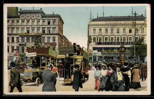 AK Berlin, Hotel Victoria mit Victoria-Café, Unter den Linden Ecke Friedrichstrasse