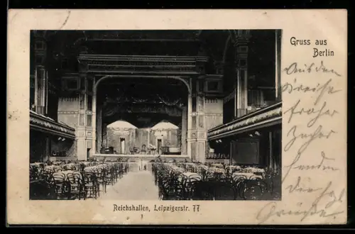 AK Berlin, Restaurant Reichshallen, Leipzigerstr. 77, Innenansicht