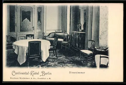 AK Berlin, Continental-Hotel, Dinerzimmer, Neustädtische Kirchstrasse