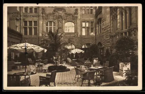AK Berlin W.-Tiergarten, Hotel Der Fürstenhof, Palmenhof